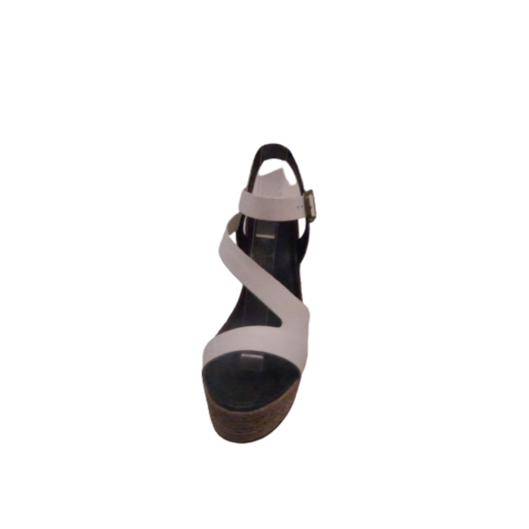 Dolgu topuk  "z" band bilekten bağlı tokalı  hasır desenli Deri Bayan ayakkabı