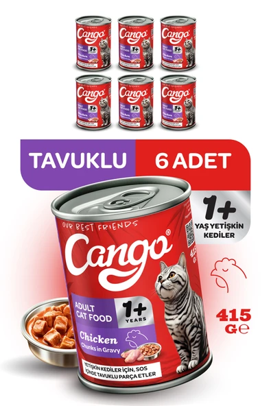 Cango Yavru Yaş Kedi Maması Tavuklu 415Gr 6Lı