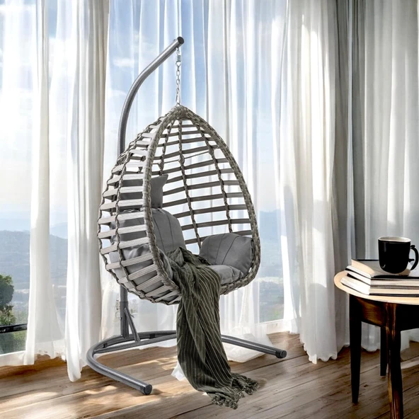 Capri Swing Gümbet Tekli Rattan Bahçe Salıncağı | Balkon Salıncağı - 3