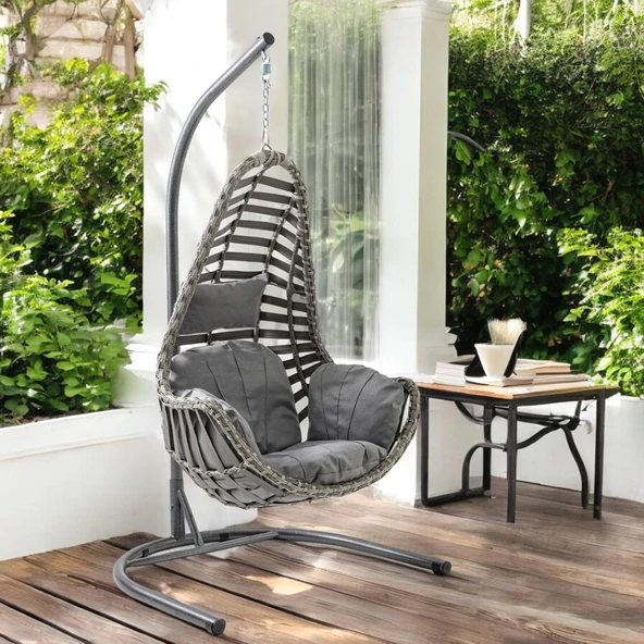 Capri Swing Milas Tekli Rattan Bahçe Salıncağı | Balkon Salıncağı - 5