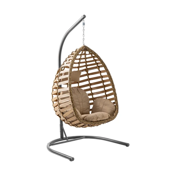 Capri Swing Gümbet Tekli Rattan Bahçe Salıncağı |  Balkon Salıncağı - 5