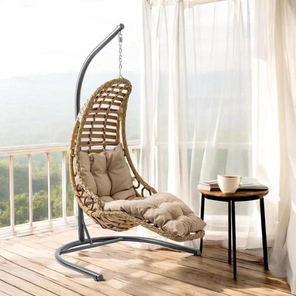 Capri Swing Bodrum Tekli Rattan Bahçe Salıncağı | Balkon Salıncağı - 6