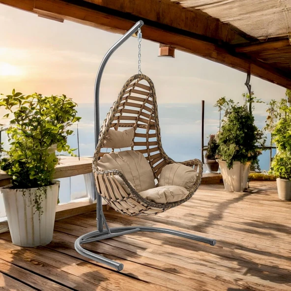 Capri Swing Milas Tekli Rattan Bahçe Salıncağı | Balkon Salıncağı - 9