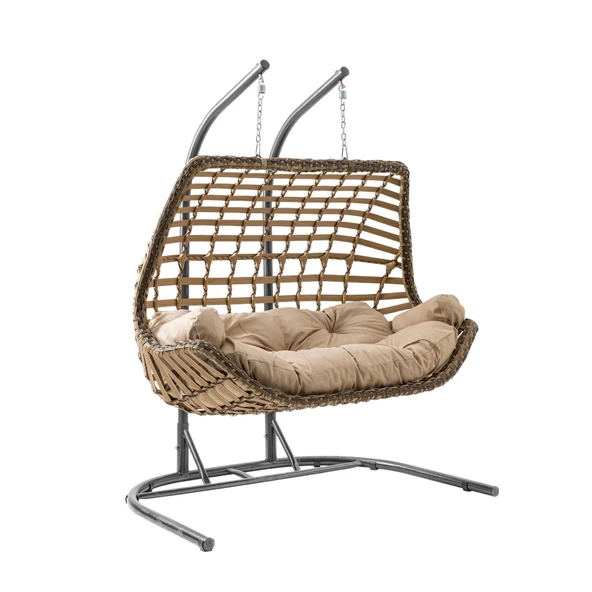 Capri Swing Cunda Çiftli Rattan Bahçe Salıncağı | Balkon Salıncağı - 5