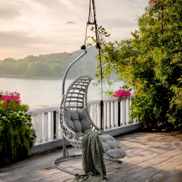 Capri Swing Bodrum Tekli Rattan Bahçe Salıncağı | Balkon Salıncağı - 2