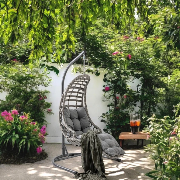 Capri Swing Bodrum Tekli Rattan Bahçe Salıncağı | Balkon Salıncağı - 8