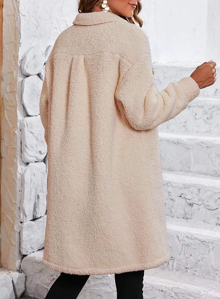 Peluş Gögüs Cep Detaylı Düğmeli Ceket - 2