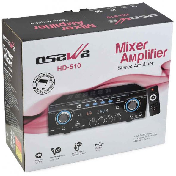 Osawa HD-510 100 Watt Stereo İş Yeri ve Ev Anfisi 12 Volt220 Watt - 6