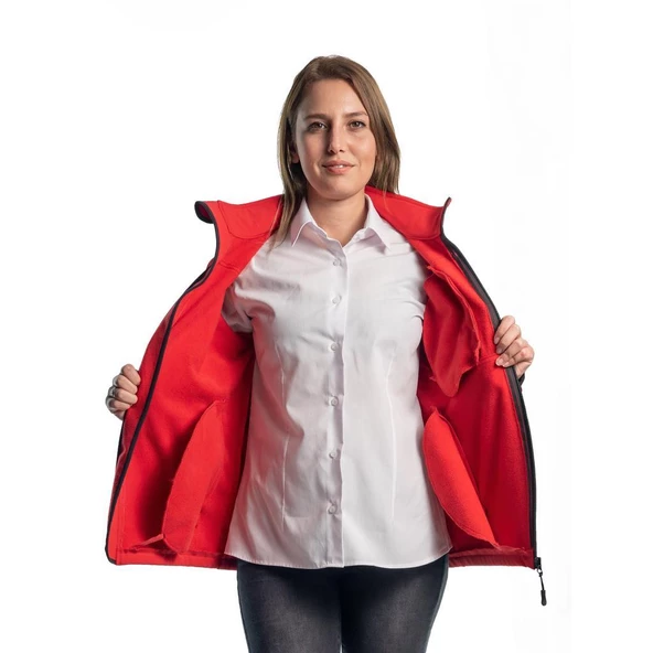 Şensel, Kadın SoftShell Mont, Kırmızı -91E2379- Su İtici - 4