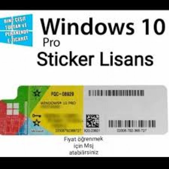 Windows 10 PRO Etiket Stiker FQC-08929 Lisans Key 32&64 Bit Uyumlu Orijinal Ürün - 3