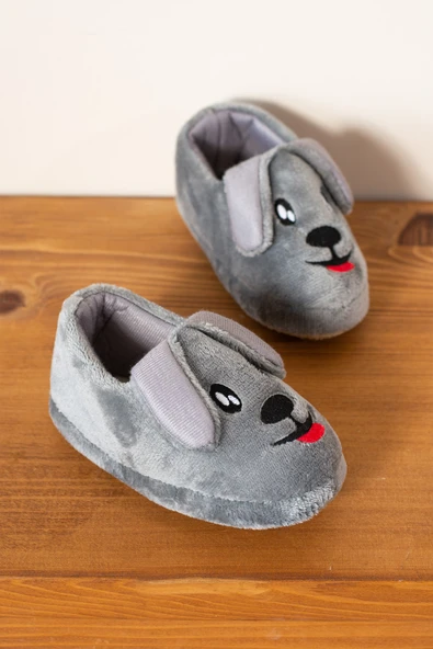 Albishoes Unisex Çocuk Panduf Ev Patiği Pamuk Astarlı Köpek Figürlü Ev Kreş Ayakkabı Sevimli Köpek - 1