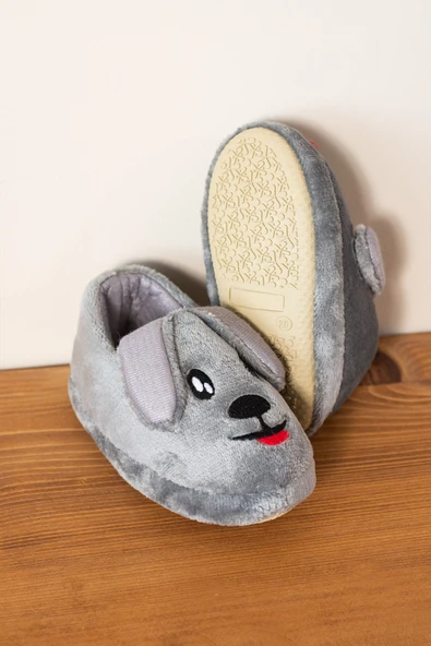 Albishoes Unisex Çocuk Panduf Ev Patiği Pamuk Astarlı Köpek Figürlü Ev Kreş Ayakkabı Sevimli Köpek - 3