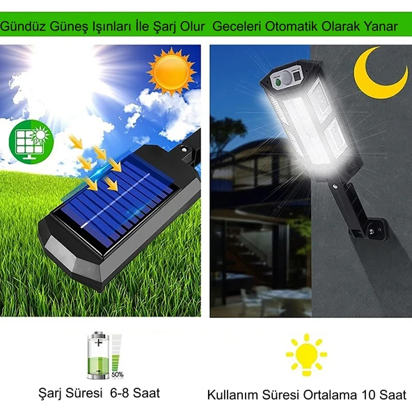 HyMark 249 LED Güneş Enerjili 3 Modlu Şarjlı Kumandalı Solar Aydınlatma Lamba - 2