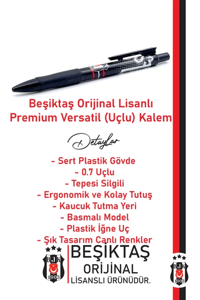 Beşiktaş Orijinal Lisanslı Versatil Uçlu Kalem 0.7 Hediyelik Ahşap Kutulu - 2