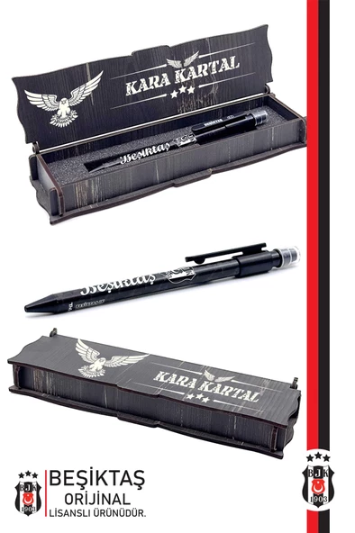 Beşiktaş Orijinal Lisanslı Plastik Gövde Versatil Uçlu Kalem 0.7 Hediyelik Ahşap Kutulu - 11