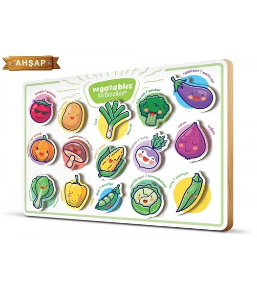 Bebek Eğitici Sebzeler Ahşap Frame Çerçeve ürün görseli
