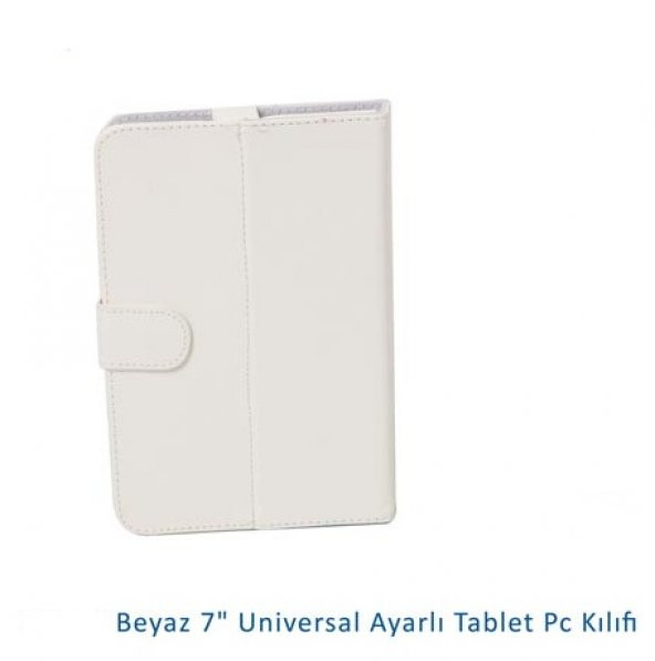 Universal 7 inç Tablet Beyaz Deri Kılıf