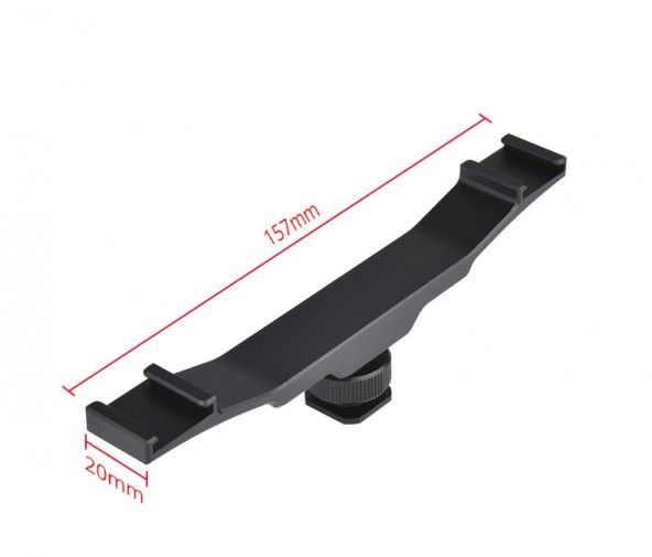 DSLR için Flaş Bracket iki Girişli Flaş, Led, Mikrofon Tutucu - 5