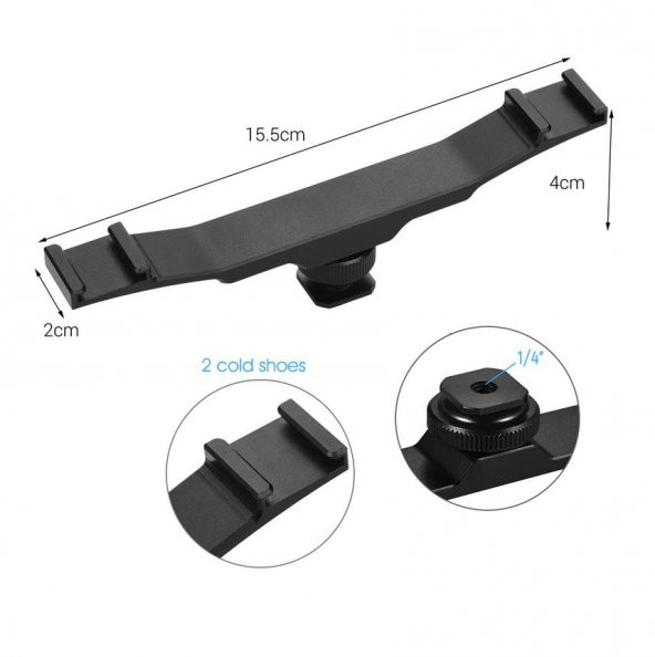 DSLR için Flaş Bracket iki Girişli Flaş, Led, Mikrofon Tutucu - 10