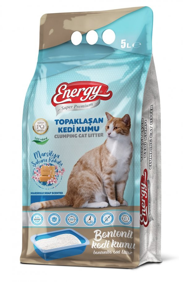 Energy Bentonit Kedi Kumu Marsilya Sabunu Kokulu 5 Lt