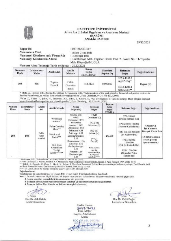 Kb Köyceğiz Balı Bahar Çiçek Balı 2850 G Teneke - 6