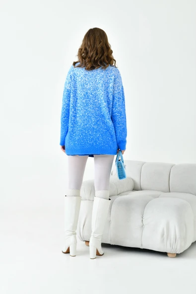 FTZ Women Kadın Geçişli Hırka  Mavi 20941 - Resim 7