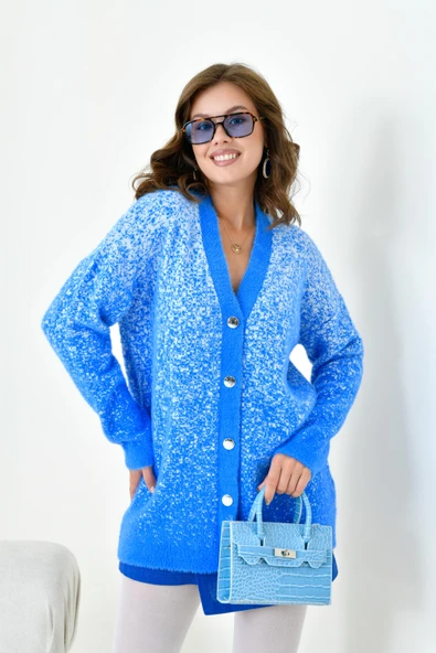 FTZ Women Kadın Geçişli Hırka  Mavi 20941 - Resim 2