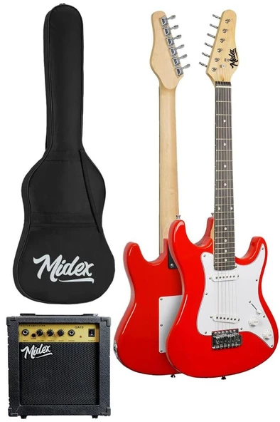 Midex CEG-36RD 8-12 Yaş Çocuklar İçin Amfili Full 3/4 36 İnç Elektro Gitar Seti Kırmızı - Resim 2