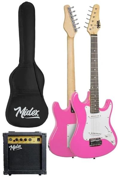 Midex CEG-36PK 8-12 Yaş Çocuklar İçin Amfili Full 3/4 36 İnç Elektro Gitar Seti Pembe - Resim 2