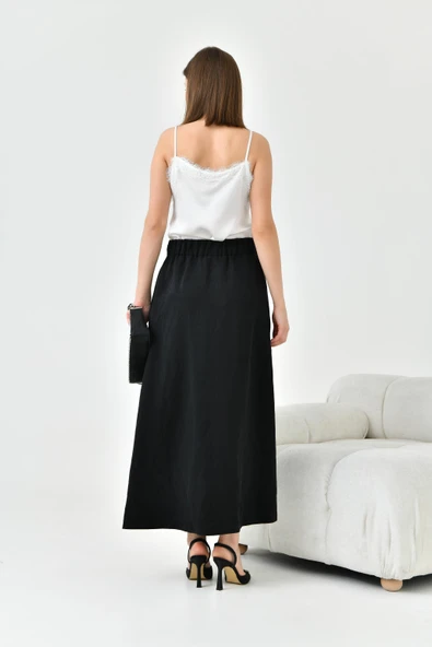 FTZ Women Kadın Düğmeli Etek  Siyah 30819 - Resim 7