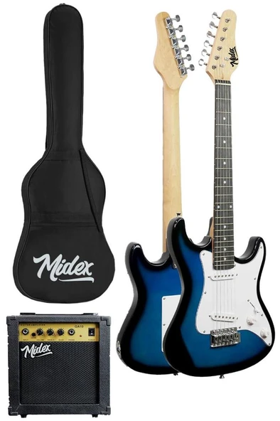 Midex CEG-36BL 8-12 Yaş Çocuklar İçin Amfili Full 3/4 36 İnç Elektro Gitar Seti Blue - Resim 2
