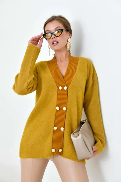 FTZ Women Kadın Düğme Detaylı Hırka  Olive 20865 ürün görseli 1