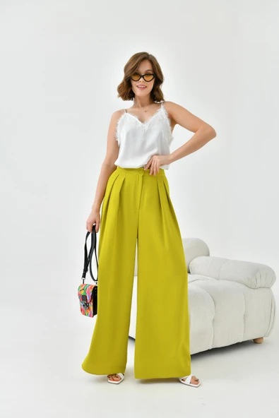 FTZ Women Kadın Lastikli Pleli Pantolon  Asit 30762 - Resim 4