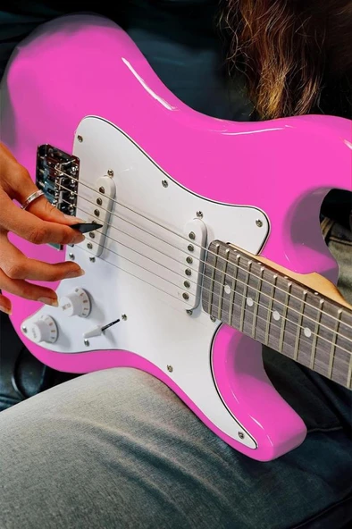 Midex CEG-36PK 8-12 Yaş Çocuklar İçin Amfili Full 3/4 36 İnç Elektro Gitar Seti Pembe - Resim 3