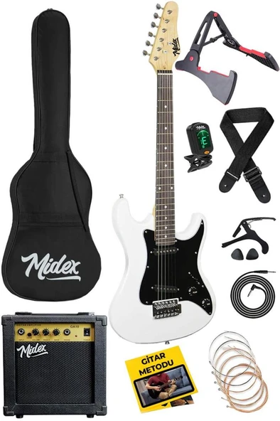 Midex CEG-36WH 8-12 Yaş Çocuklar İçin Amfili Full 3/4 36 İnç Elektro Gitar Seti White ürün görseli 1