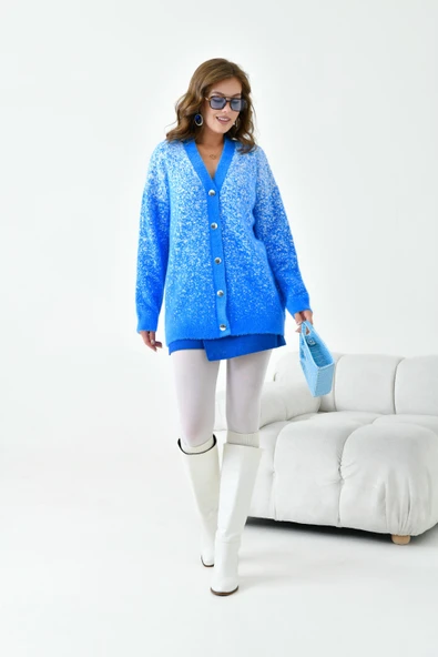 FTZ Women Kadın Geçişli Hırka  Mavi 20941 - Resim 6