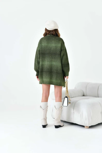 FTZ Women Kadın Broş Detaylı Hırka  Haki 20789 - Resim 7