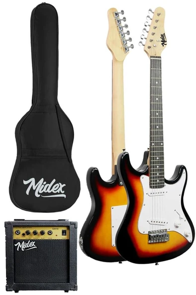 Midex CEG-36SB 8-12 Yaş Çocuklar İçin Amfili Full 3/4 36 İnç Elektro Gitar Seti Sunburs - Resim 2