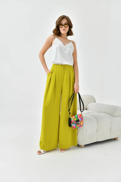 FTZ Women Kadın Lastikli Pleli Pantolon  Asit 30762 - Resim 3