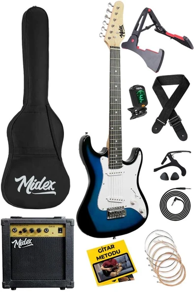 Midex CEG-36BL 8-12 Yaş Çocuklar İçin Amfili Full 3/4 36 İnç Elektro Gitar Seti Blue ürün görseli 1