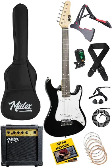 Midex CEG-36BK 8-12 Yaş Çocuklar İçin Amfili Full 3/4 36 İnç Elektro Gitar Seti White Black ürün görseli 1