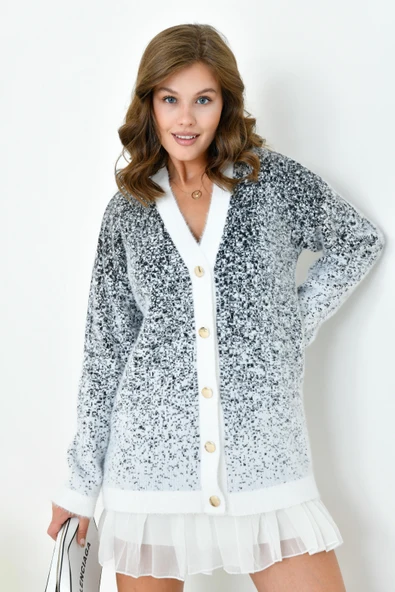 FTZ Women Kadın Geçişli Hırka  Ekru 20941 - Resim 5