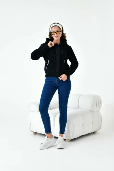 FTZ Women Kadın Kısa Cep Detaylı Hırka  Siyah 20780 ürün görseli