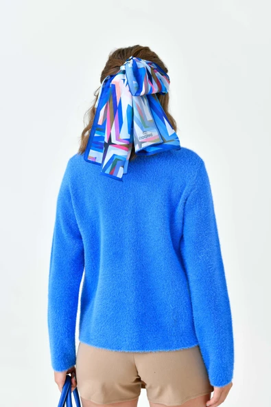 FTZ Women Kadın Düğme Detaylı Hırka  Mavi 20788 - Resim 7