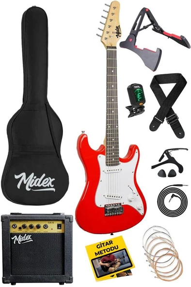 Midex CEG-36RD 8-12 Yaş Çocuklar İçin Amfili Full 3/4 36 İnç Elektro Gitar Seti Kırmızı ürün görseli 1