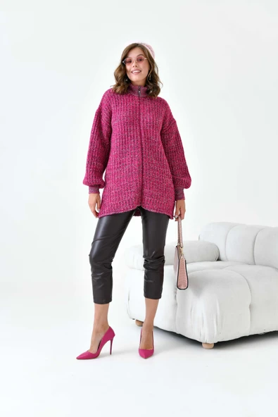 FTZ Women Kadın Degrade Fermuarlı Hırka  Fuşya 20871 ürün görseli 1