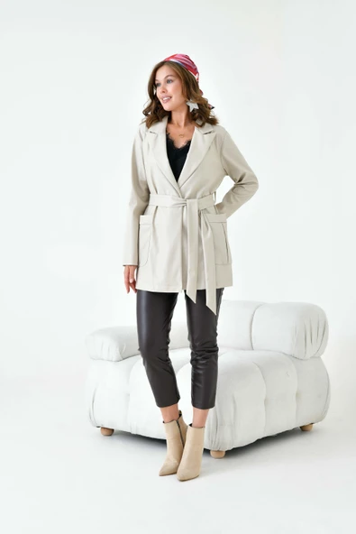 Kadın Deri Ceket Beige 30917 - 2