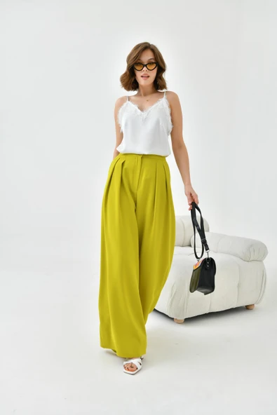 FTZ Women Kadın Lastikli Pleli Pantolon  Asit 30762 - Resim 5