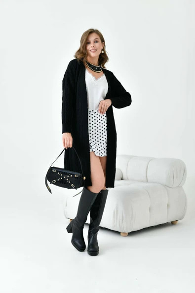 FTZ Women Kadın Saç Örgülü Hırka  Siyah 20728 ürün görseli