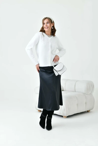 FTZ Women Kadın İnci Detaylı Hırka  Ekru 20748 - Resim 6